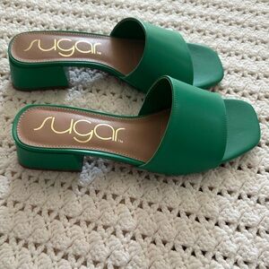 Sugar Women's Vibrant Green Mules, NWOB, size 9.